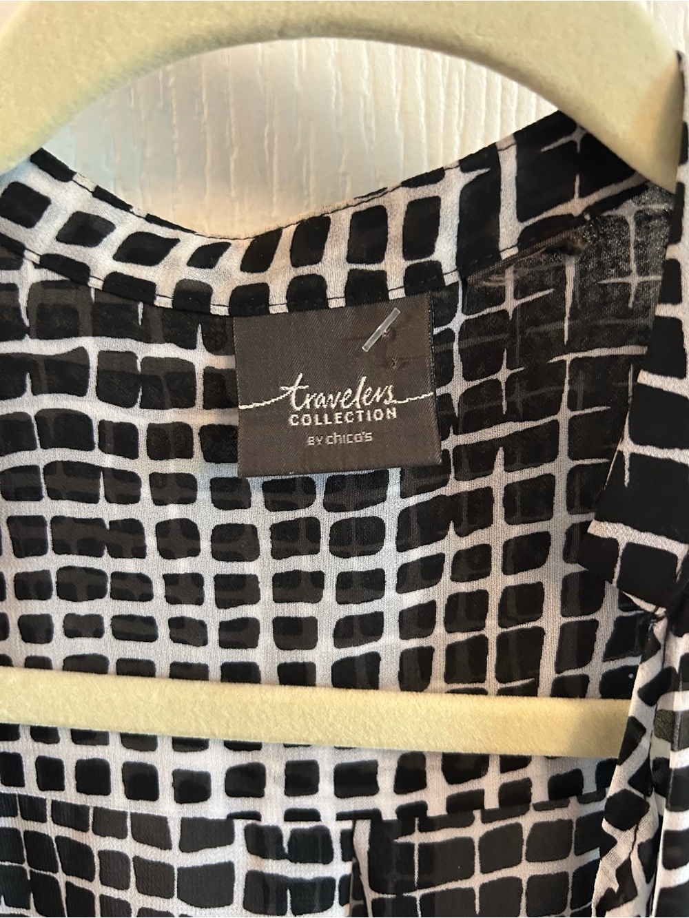 Lightweight Open-Front Grid Print Cardigan - Black/White - Picture 5 of 5